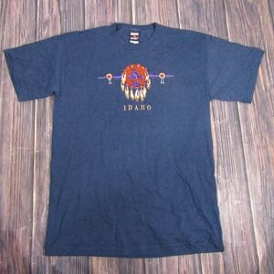 Vintage Idaho Shirt Mens Large Blue Single Stitch Signal Sport Made USA 90s